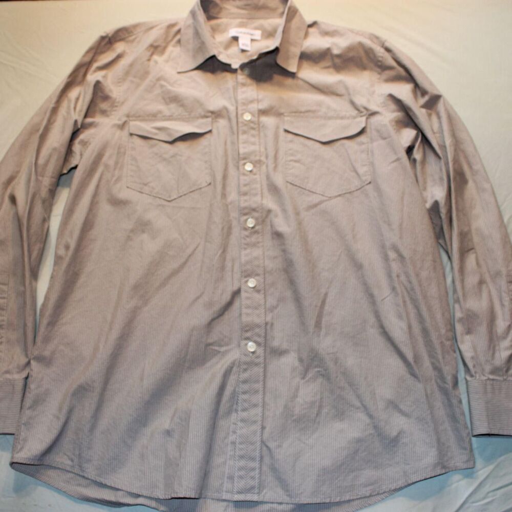 Calvin-klein Men's Tan and Black Shirt